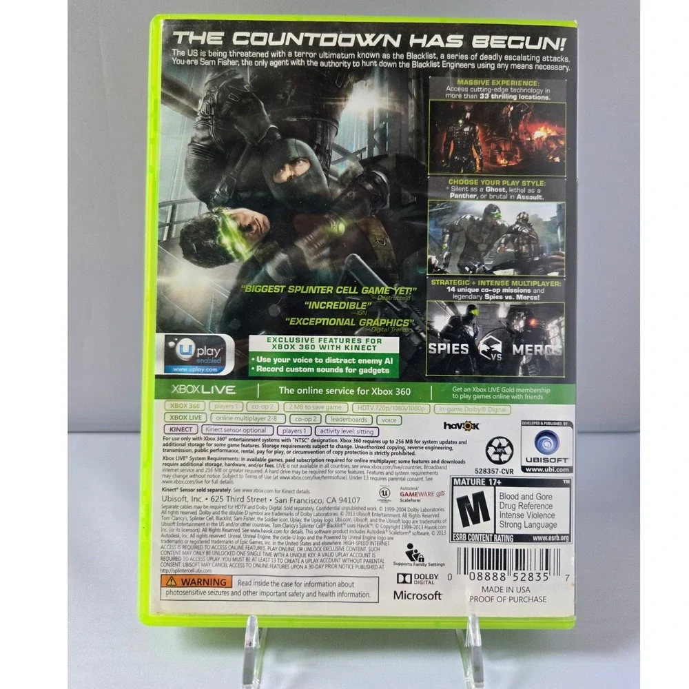 Tom Clancy's Splinter Cell Blacklist - Xbox 360 - CIB - 2 Discs GameStop Edition
